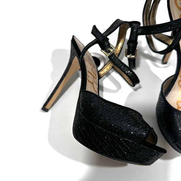 Sam Edelman [ Women size 8 ] Very High Sparkly‎ Strappy Heals in Black - Picture 3 of 14
